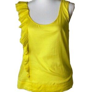 Fei Anthropologie Women's Yellow Front Ruffle Sleeveless Blouse size 6